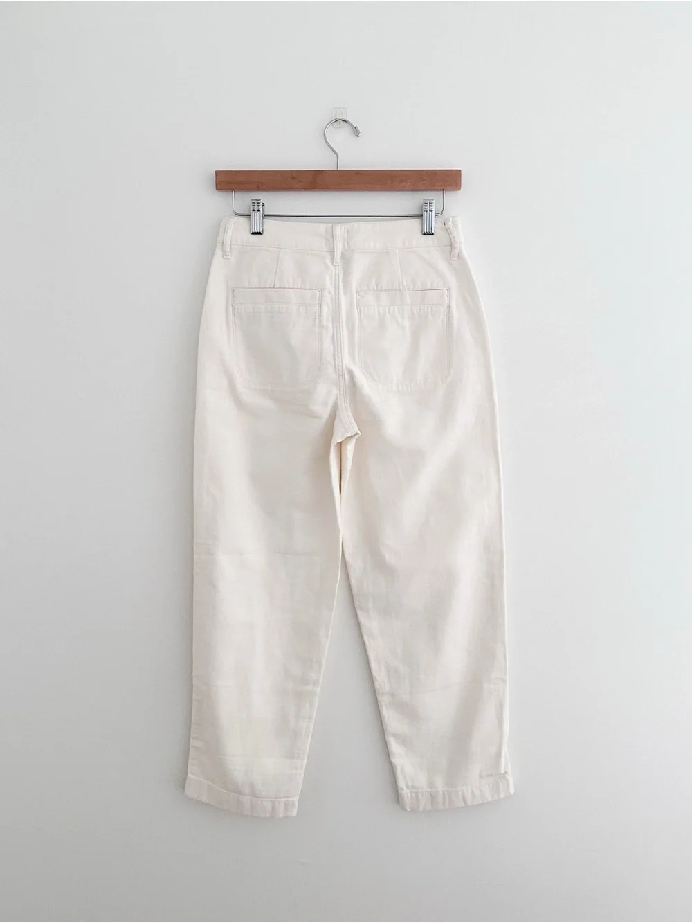 NWT J.Crew Cotton Pant Natural Cream Relaxed Tapered Patch Pockets Size 2 Petite